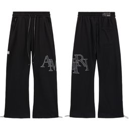 thumbnail for Real in stock AMIRI logo Embroidered Letters Pure Cotton Hoodie Men&#039;s and Women&#039;s terry loop leather embroidered pullover sweater