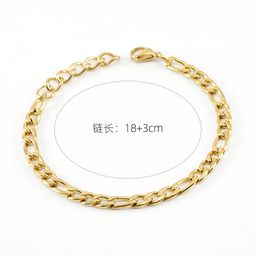 thumbnail for Pulseira Figaro NK de aço inoxidável 18K transfronteiriça para homens e mulheres, joia de pulseira de aço titânio simples europeia e americana banhada a ouro, atacado