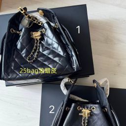 thumbnail for 25bag Xiaoxiang new 25c Lingge ladies wandering bag drawstring chain bucket bag light casual underarm handbag