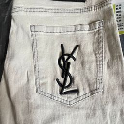 thumbnail for New Embroidered Letter Jeans Slim Fit Versatile Casual Student Internet Celebrity Same Style Straight Pants Real Shot