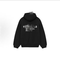 thumbnail for 25Fw-New Essentials Silicone Autumn and Winter Double-Row Letter Print Fleece-Lined Hooded Hoodie