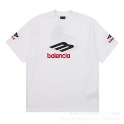 thumbnail for B home high version 25 new 3M Paris ski big LOGO pattern front and back embroidered loose OS short sleeve T-shirt
