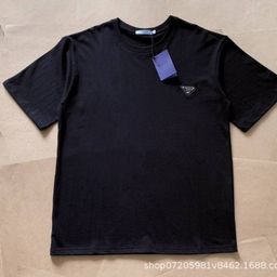 thumbnail for Cross-border fashion brand triangle label summer men's simple print 100% cotton casual short sleeve T-shirt