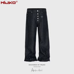 thumbnail for MIJKO Men's Women's Machete Three-Dimensional Baggy Original Cow Jeans Uniform Straight Pants