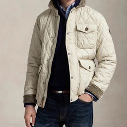 thumbnail for Cross-border spot RL classic old money style diamond plaid quilted jacket gossip daddy vintage cotton jacket couple top