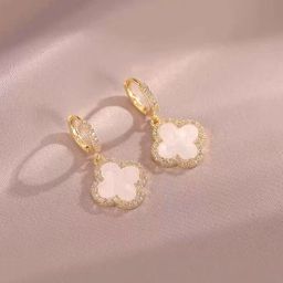 thumbnail for Black four-leaf clover earrings for women, high-end little Chanel-style earrings, new hot hot four-leaf clover earrings, fashionable earrings