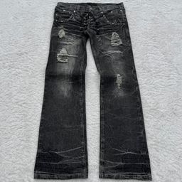 thumbnail for Y2K European and American cross-border millennium washed jeans new dark gothic style retro high street lace-up bootcut pants