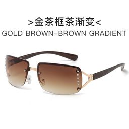 thumbnail for Trendy Y2K Sexy Sweet and Cool Sunglasses Retro Rimless Square Glasses Men&#039;s Fashionable Stylish Diamond-Encrusted Popular Sunglasses