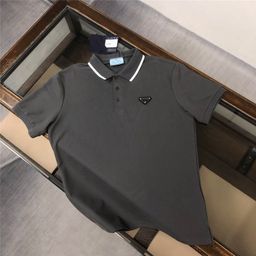 thumbnail for P home high version triangle logo business casual everyday summer short sleeve t-shirt men's and women's pop neck polo shirt top