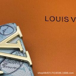 thumbnail for New L Men's Belt Smooth Buckle V-shaped Female Belt Youth Plaid Trouser Belt Trendy Casual Business Belt