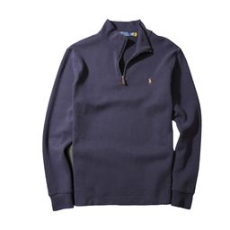 thumbnail for RL Raff Home Casual Business Cross-border Pony Label Colorful Horse Men's Half Zipper Pullover Cotton Knitted Stand Collar Sweatshirt