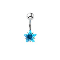 thumbnail for AliExpress Amazon Piercing de aço de titânio pentagrama zircão umbigo joias piercing joias para o corpo brincos atacado