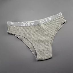 thumbnail for New V-shaped Women&#039;s Cotton Threaded Briefs European and American Solid Color Mid-waist Hip Breathable Double-layer Girls&#039; Underwear