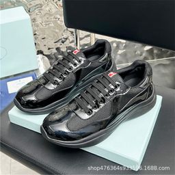 thumbnail for Sports Casual Men's Shoes P Home Genuine Leather Mesh Breathable Fashion Brand Bright Patent Leather Comfortable Classic All-match Board Shoes