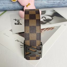 thumbnail for Classic men's unicorn grid smooth buckle fashion young people trend belt black flower black buckle business belt with high appearance
