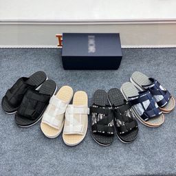 thumbnail for Slide Men Slippers 2025 Summer D Letter Embroidered Belt Buckle Ribbon Slippers Cambodia Vietnam Singapore