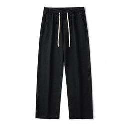 thumbnail for LKTM Men's Spring 2025 New Black Jeans Men's Drawstring Elastic Loose Wide Leg Straight Pants