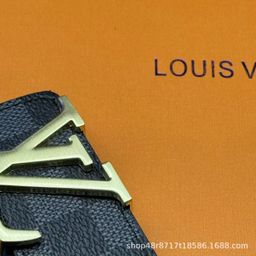thumbnail for New L Men's Belt Smooth Buckle V Letter Belt Youth Plaid Pants Belt Trendy Casual Business Belt