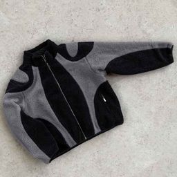 thumbnail for Winter INS patchwork contrast stand-up collar zipper cardigan sweater men's and women's personality trend street loose warm coat