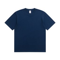 thumbnail for 2025 t-shirt de algodão para homens 230g de cor sólida pesada com gola redonda de manga curta casual algodão penteado para homens e mulheres t-shirt nos ombros