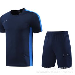 thumbnail for Conjunto de treino casual de manga curta estilo NK, uniforme de futebol, uniforme de equipe, uniforme esportivo para exportação, roupa de corrida fitness.