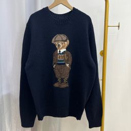 thumbnail for Spring 2025 New Heavy Industries Cartoon Bear Crew Neck College Age-Reducing Versatile Wool Sweater Unisex