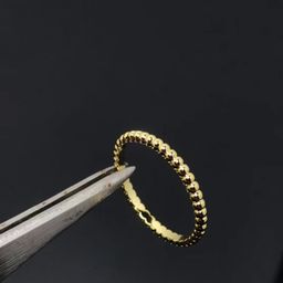 thumbnail for Fanjia high version beaded edge bead ring V gold plated 18k rose gold fashion personality index finger light luxury niche design