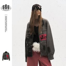 thumbnail for Restarall design trendy brand American washed high street vintage loose denim jacket men's and women's jacket RW018