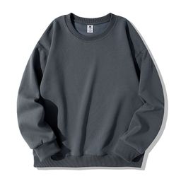 thumbnail for Live Broadcast Autumn Chinese Cotton 320g Slightly Dropped Shoulder Round Neck Sweatshirt Pure Color Casual Sports Long Sleeves Can Be Printed, Ironed and Embroidered