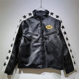 thumbnail for 25. European and American new autumn and winter retro racing suits, heavy industry PU leather jackets, spliced embroidery jackets, men's and women's jackets, motorcycle suits