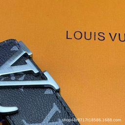 thumbnail for New L Men's Belt Smooth Buckle V Letter Belt Youth Plaid Pants Belt Trendy Casual Business Belt