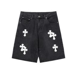 thumbnail for Special for Export: 24Ss New Colorful Cross Embroidery Distressed Denim Shorts, Five-Point Pants, Exclusively for Cross-Border Export