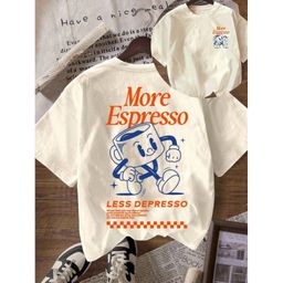 thumbnail for Everyday casual cotton More Espresso Coffee Club Graphic Print Round Ne