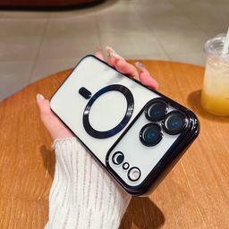 thumbnail for Electroplated Transparent Magsafe Magnetic Case Suitable for iPhone 17 with Full Lens Protection, Soft Case for Apple 16 Pro