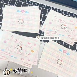 thumbnail for Pixel Kitten Waterfall Greeting Card Pink Cat Cute Letter Paper Ins High-Value Letter Handwritten Simple