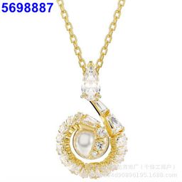 thumbnail for Swarovski Devil&#039s Eye Necklace with Swarovski Swans and Beating Heart Clavicle Chain Pendant for Women