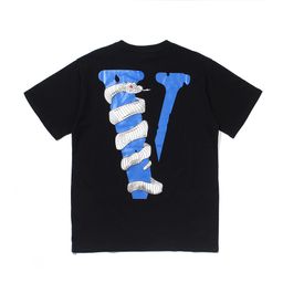 thumbnail for Cross-Border Supply European and American Trendy Brand Summer New Big V Python Print Vlone Men's and Women's Casual Short-Sleeved T-Shirts Wholesale