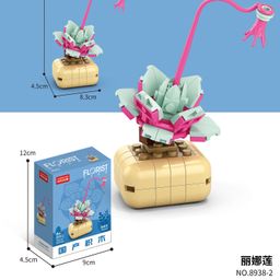 thumbnail for Fleshy Small Particle Building Blocks Compatible with Lego Assembled Building Blocks Flower Plants Potted Plant Ornaments Girls Gifts Gifts
