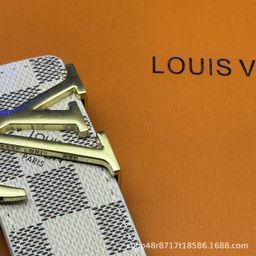 thumbnail for New L Men's Belt Smooth Buckle V Letter Belt Youth Plaid Pants Belt Trendy Casual Business Belt