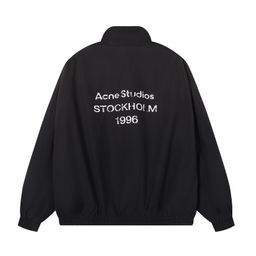 thumbnail for Trendy Foreign Trade Brand Loose-Fitting Stand-Collar Baseball Jacket for Men, Casual Versatile Simple Lettered Pilot Jacket for Spring and Autumn
