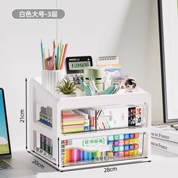 thumbnail for Desktop Storage Box Drawer-Type Office Workstation Stationery Sundry Storage Rack Desk Dust-Proof Organizing Box Wholesale