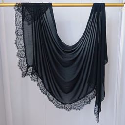 thumbnail for [Lace L side] lace patchwork monochrome cotton scarf breathable shawl lace modal scarf for women
