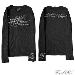 thumbnail for European and American Cross-border American Long-sleeved T-shirt Dark Retro Y2K Printed Top High Street Gothic Fashionable Wear Instagram