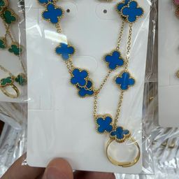 thumbnail for High quality temperament light luxury 13mm four-leaf clover five-flower bracelet single flower necklace stud combination set factory direct sales