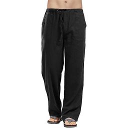 thumbnail for Cross-border AliExpress Amazon 2021 European and American men's linen casual pants spring and autumn men's cotton and linen casual pants