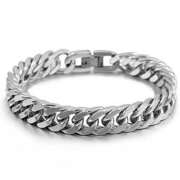 thumbnail for Cross-border European and American stainless steel domineering bracelet, titanium steel jewelry buckle, Cuban bracelet, bracelet, punk personalized bracelet