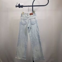 thumbnail for Spring and Summer New Arrivals mm Light Blue High-Waisted Versatile Straight-Leg Jeans for Women with Metal Logo on the Back Pocket, Cross-Border European and American Style