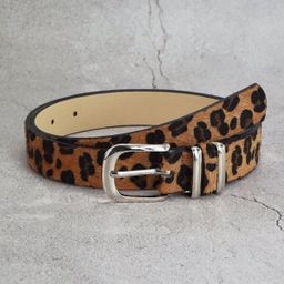 thumbnail for Shein Cross-Border Popular Belt Factory Double Ring Leopard Print Horse Hair Retro Women's Thin Belt Belt in Stock
