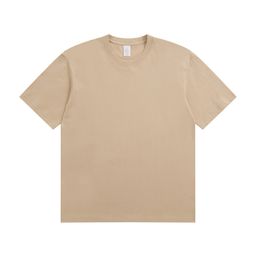 thumbnail for Summer 230g cotton T-shirt men's solid color crew neck short sleeve heavy casual combed cotton men's and women's front shoulder shirt
