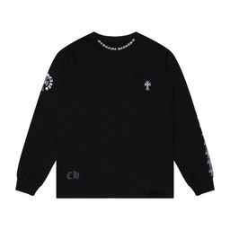 thumbnail for Cross-border Croza Chrome Heart High Quality Double Yarn Pure Cotton Men&#039;s and Women&#039;s Printed Long Sleeve T-Shirt